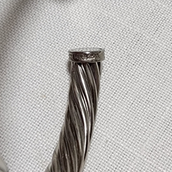 Sterling and 14K gold and diamond "X" Cable Twist cuff bracelet - Picture 10 of 12